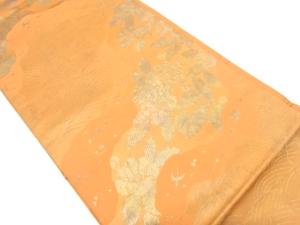 道長取りに流水・椿模様織り出し 名古屋帯